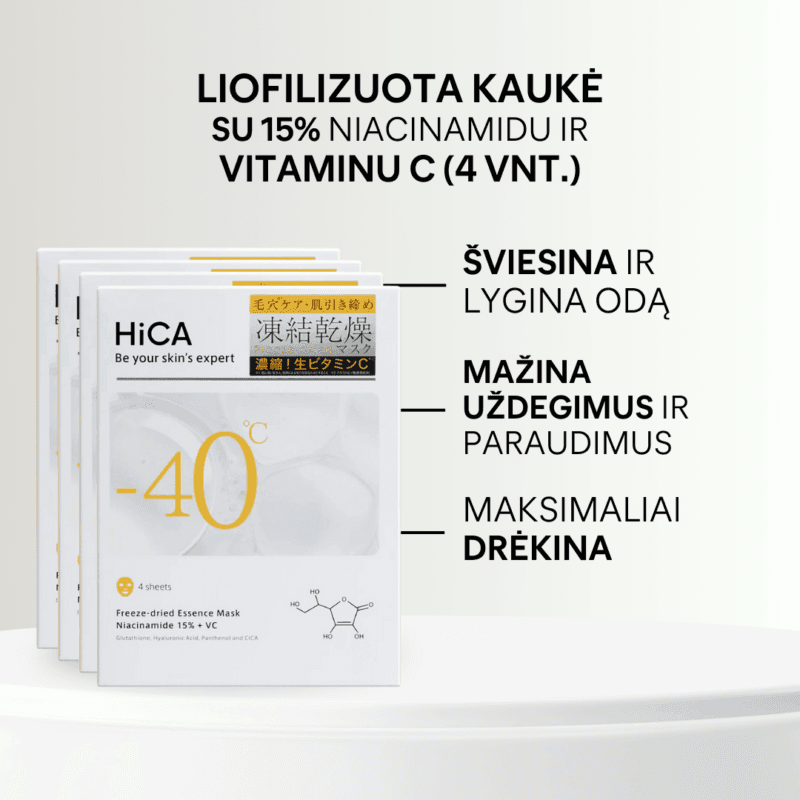 Liofilizuota kaukė su 15% Niacinamidu ir VIT C (4 vnt)